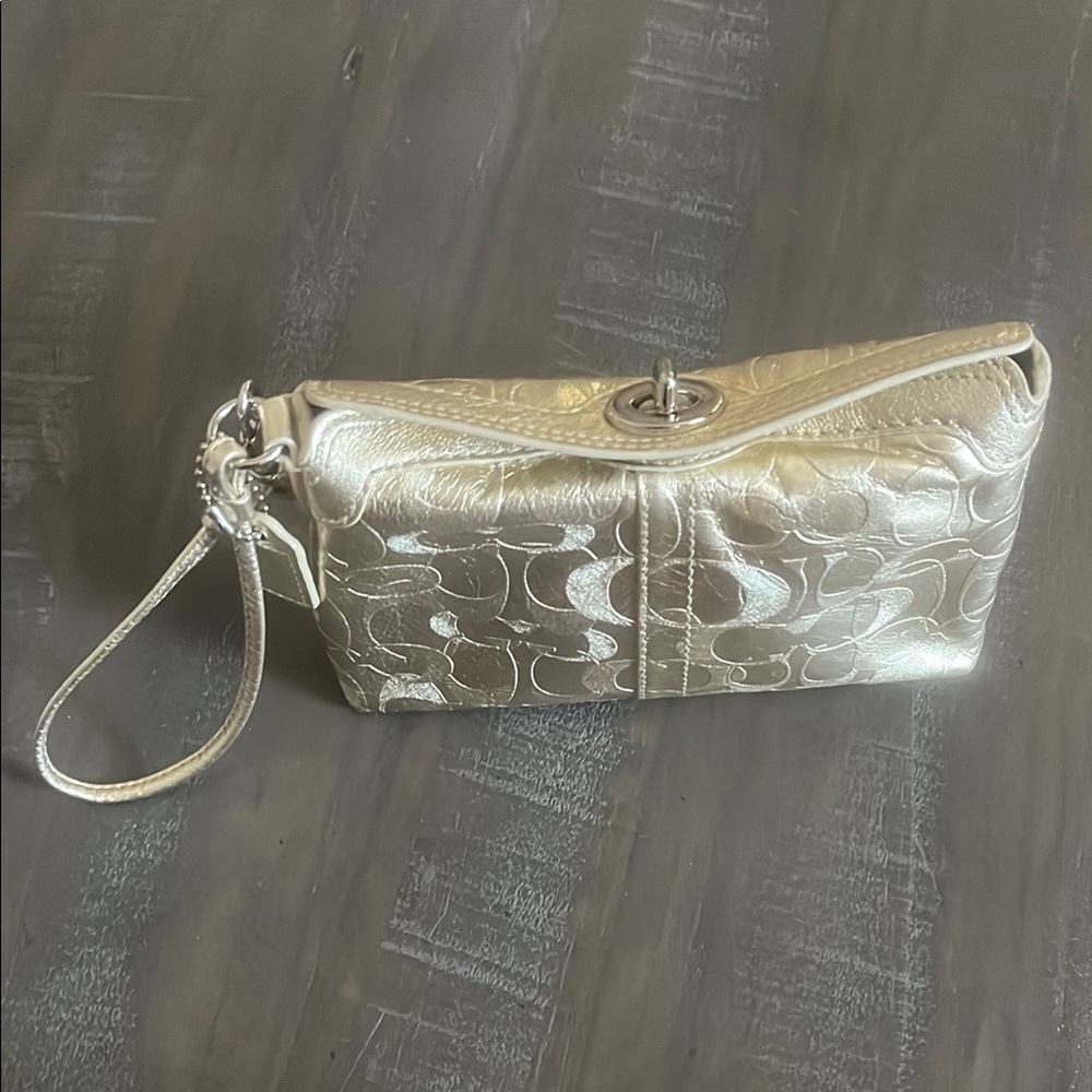 Vintage Gold Coach Wristlet Clutch